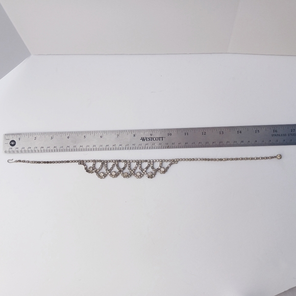 PRINCESS NECKLACE choker vintage  silvertone 16" - Picture 7 of 9